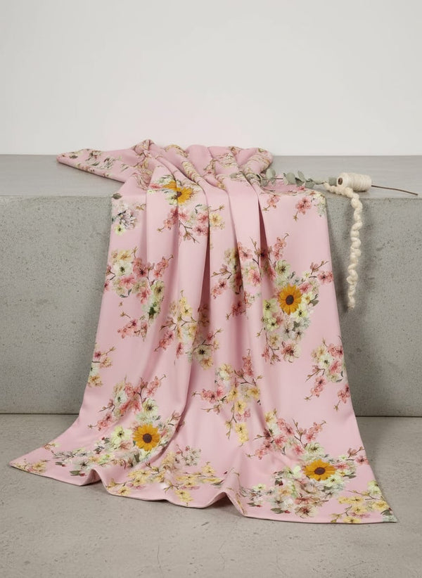 Beautiful Floral Vine Pink Base Digital Printed Fabric - Fabric Editorial Studio Flatlay Lookbook - JAM-0-TA7140P6-108