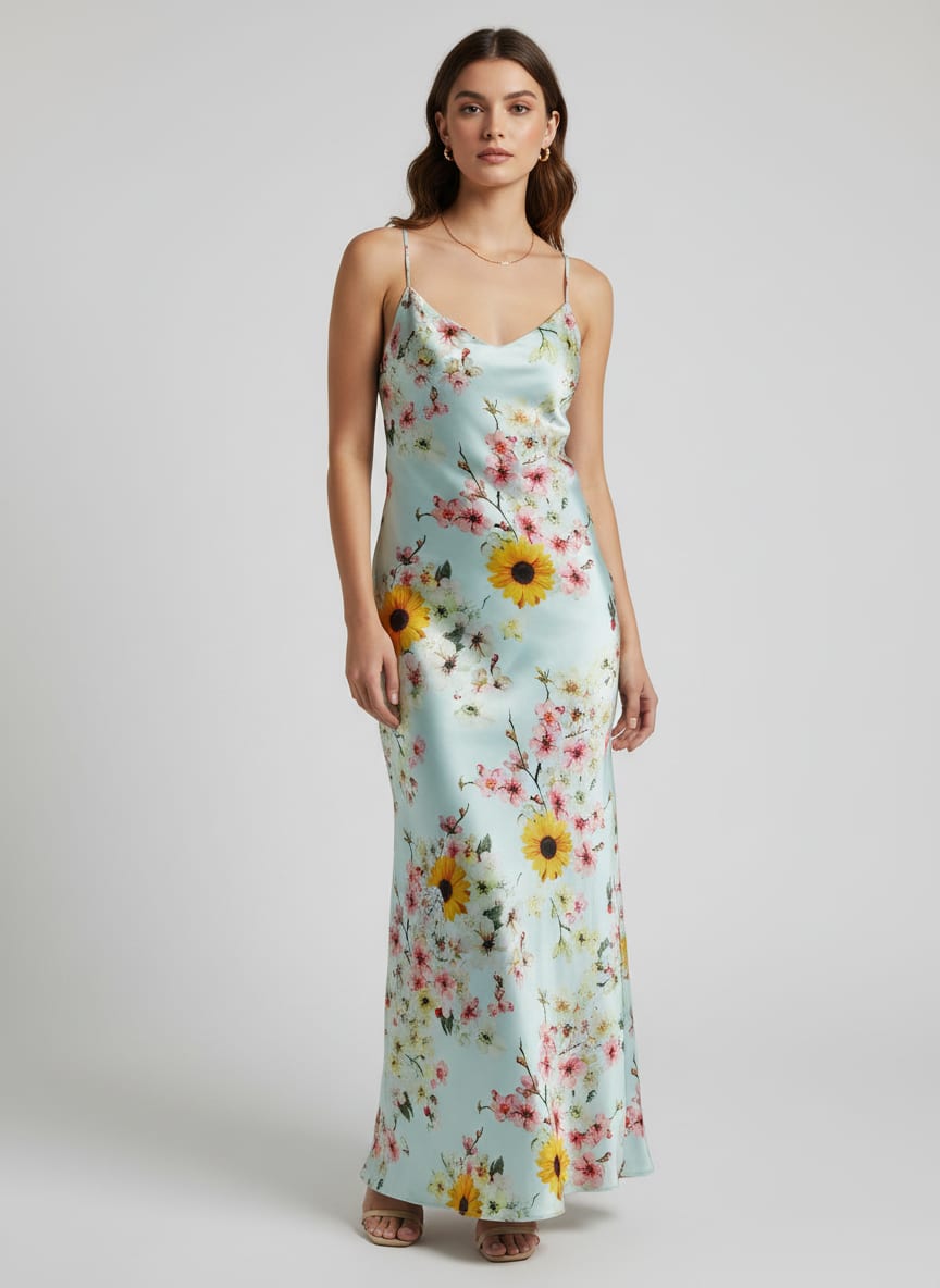 A Garden Captured on Satin Fabric