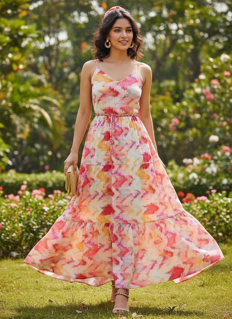 Beautiful Multi-Color Leheriya Digital Printed Fabric