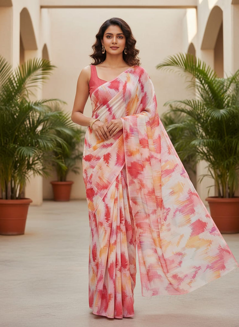 Beautiful Multi-Color Leheriya Digital Printed Fabric