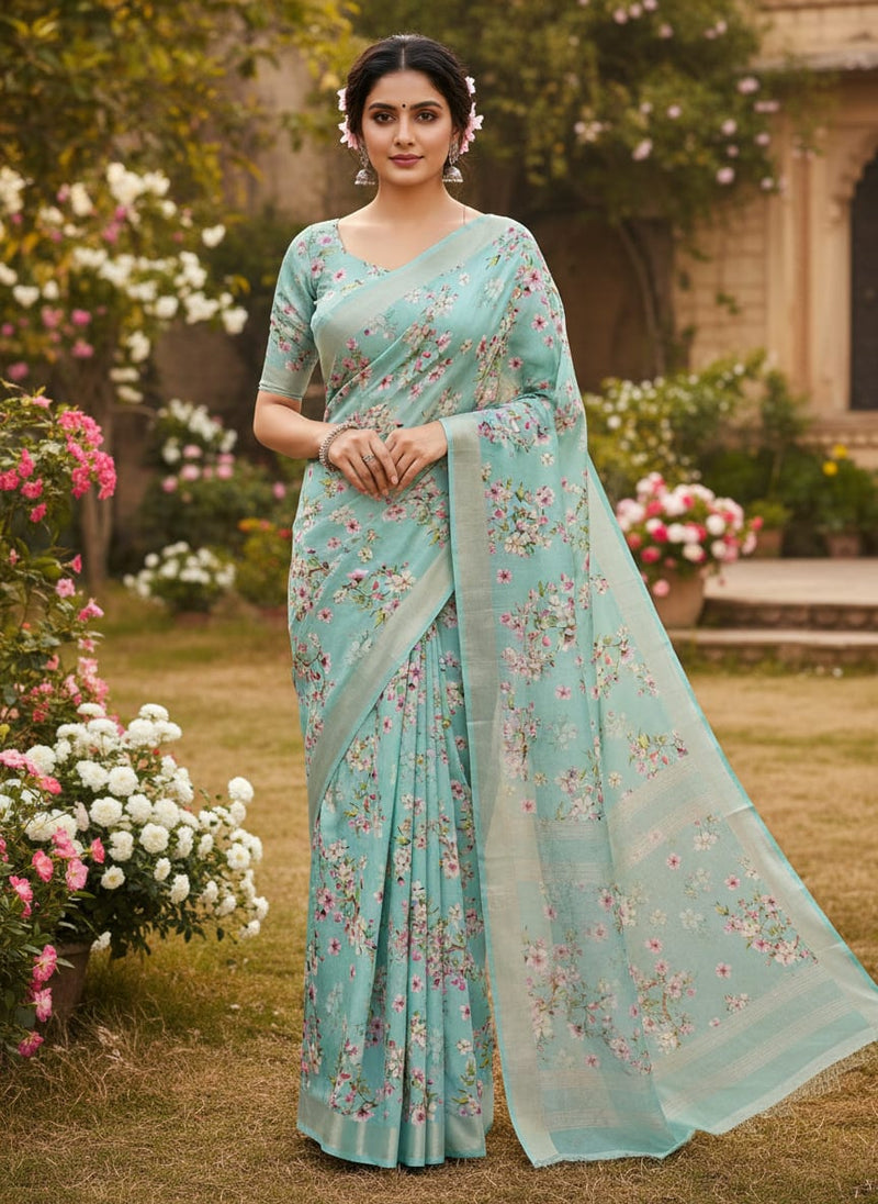 Beautiful Rama Floral Vine Digital Printed Fabric