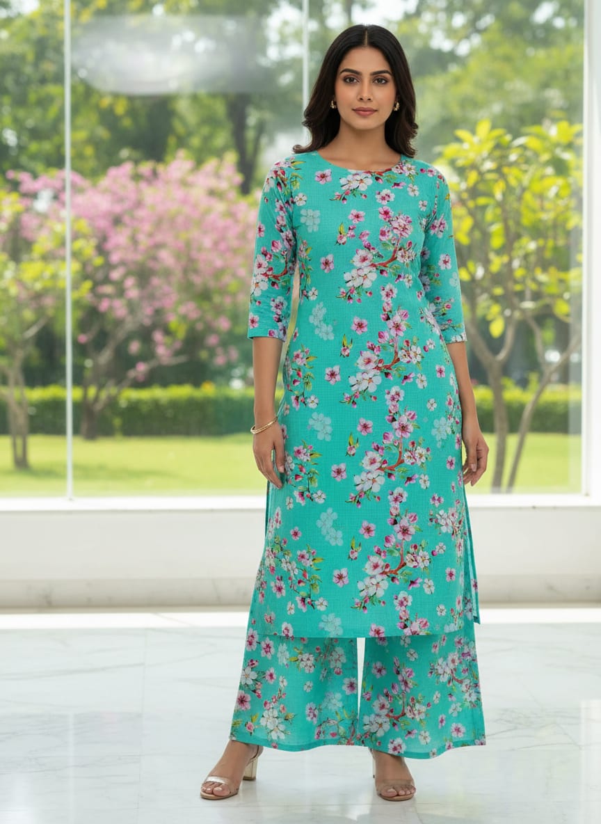 Beautiful Rama Floral Vine Digital Printed Fabric