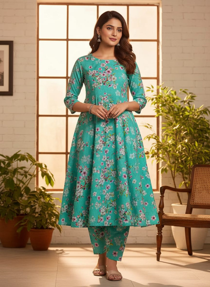 Beautiful Rama Floral Vine Digital Printed Fabric