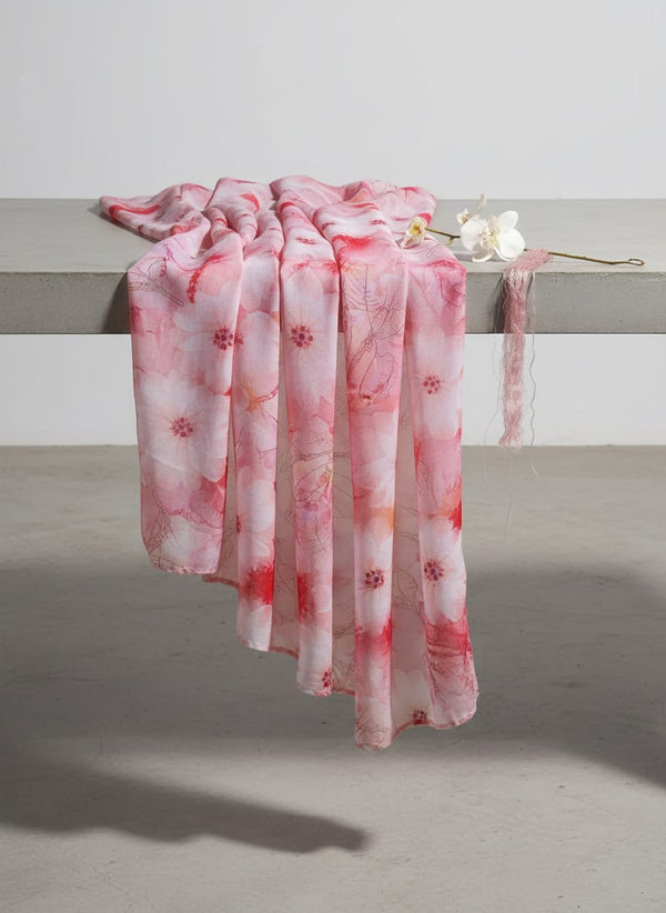 Pink Soft Watercolor Floral Sketch Rayon Digital Printed Fabric - Fabric Editorial Studio Flatlay Lookbook - RA-0-0TA06366-110