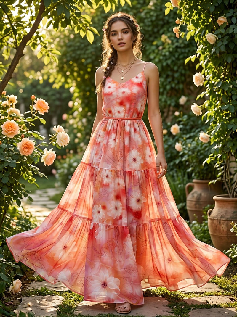 Pink Soft Watercolor Floral Pure Chiffon Digital Printed Fabric