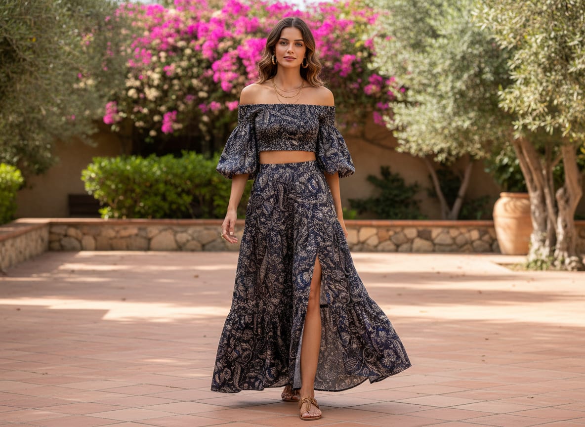 Black Intricate Ethnic Paisley Silk Crepe Digital Printed Fabric