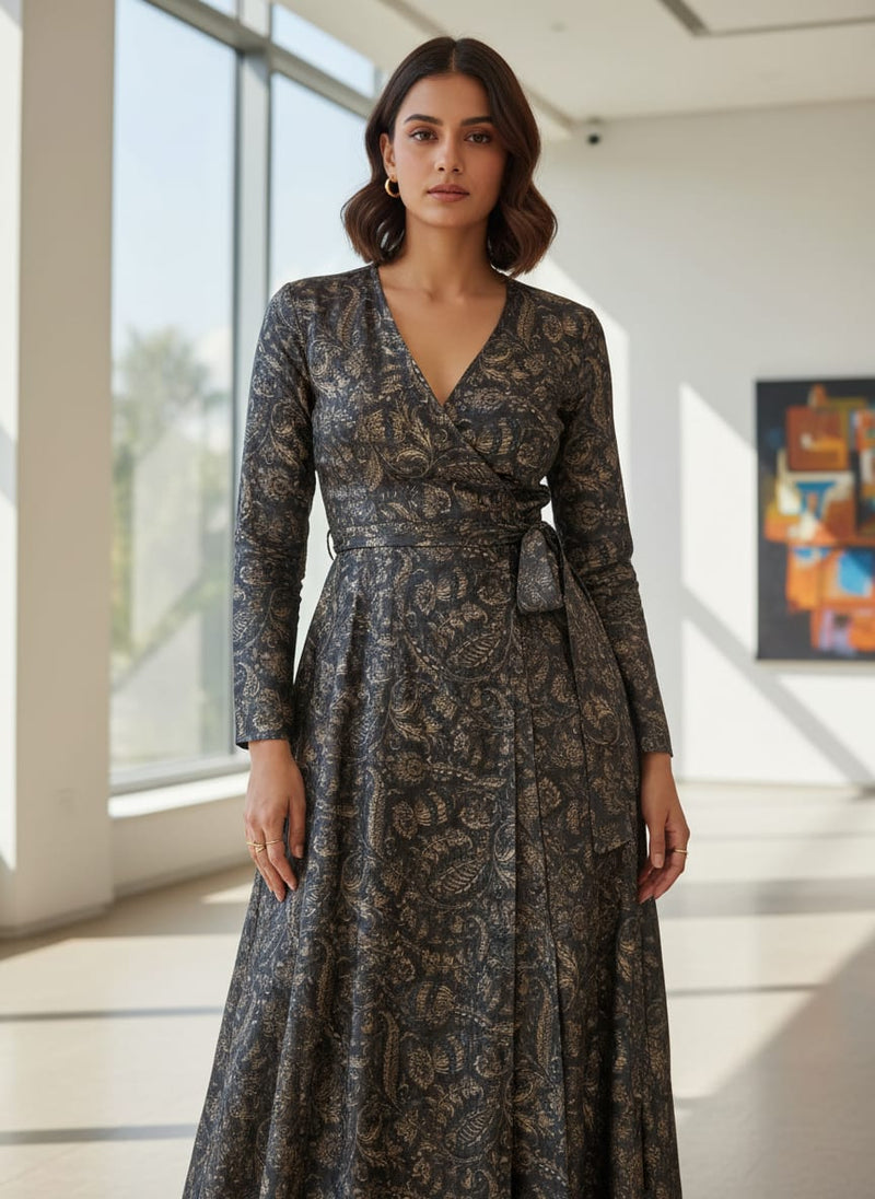 Brown Paisley Seamless Digital Printed Fabric