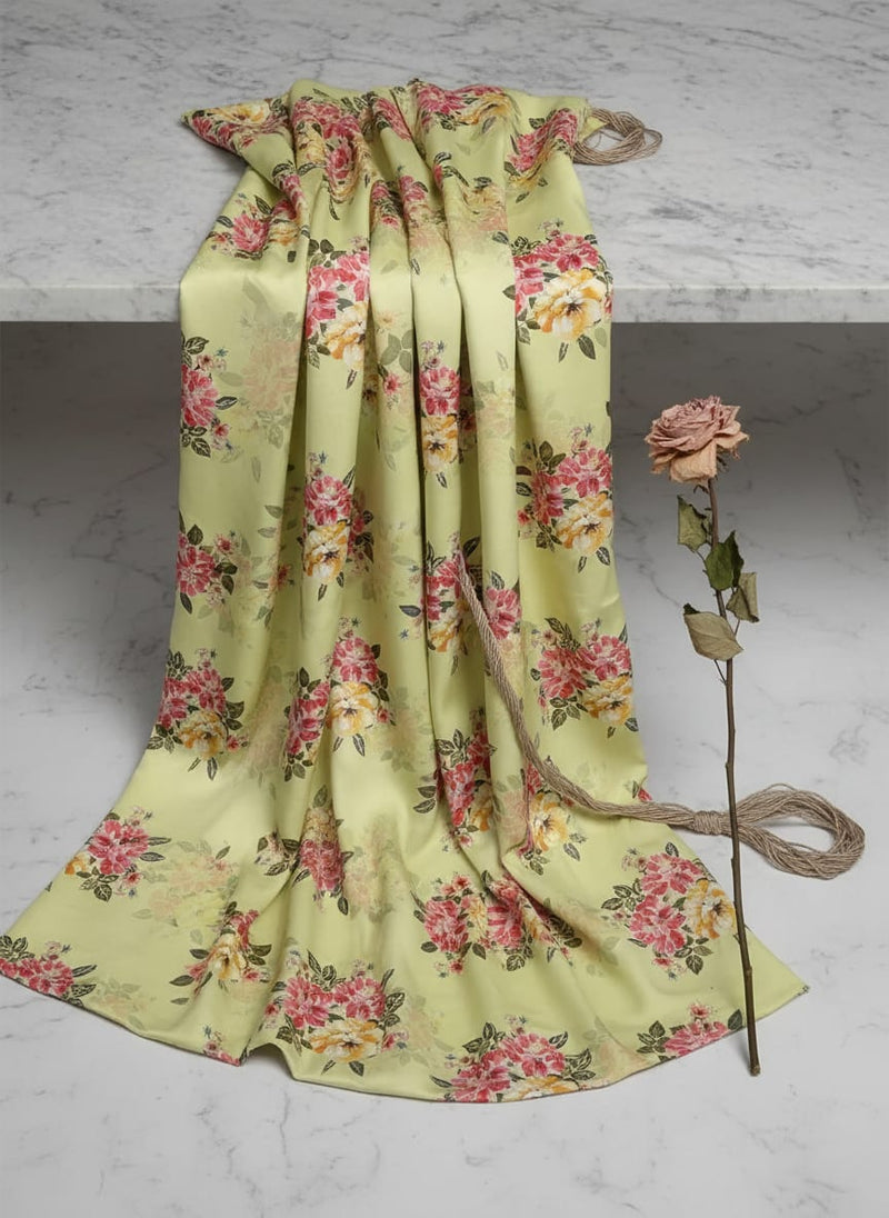 Colorful Floral Yellow Base Digital Printed Fabric