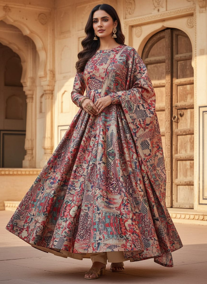 Damask Pattern Digital Printed Fabric