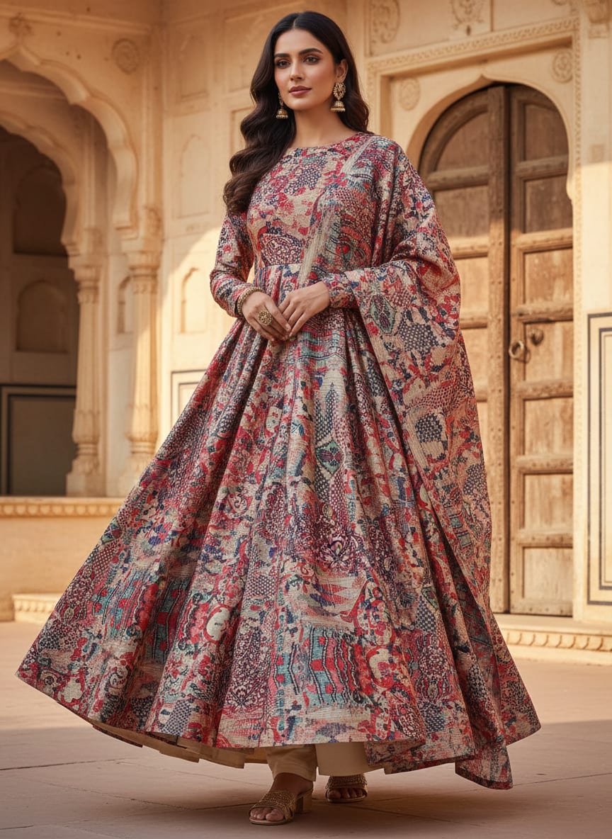 Damask Pattern Digital Printed Fabric
