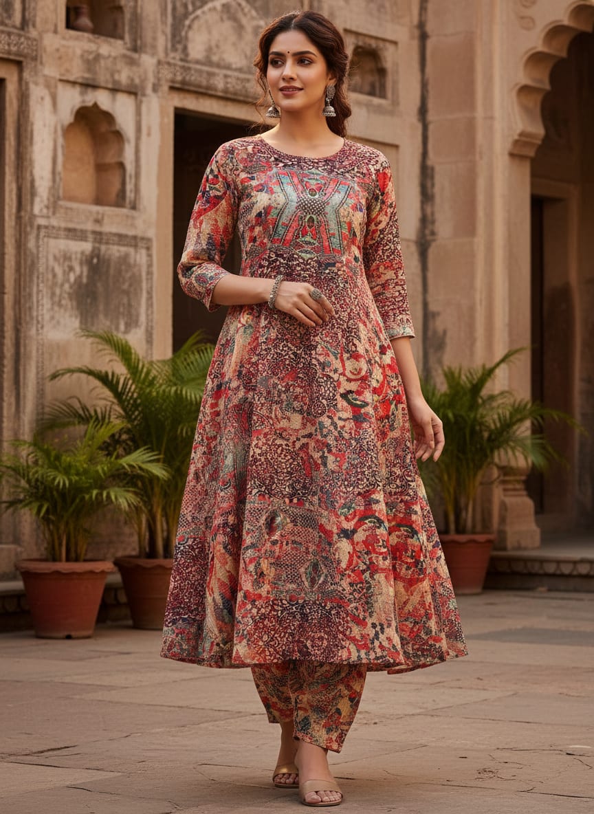 Damask Pattern Digital Printed Fabric