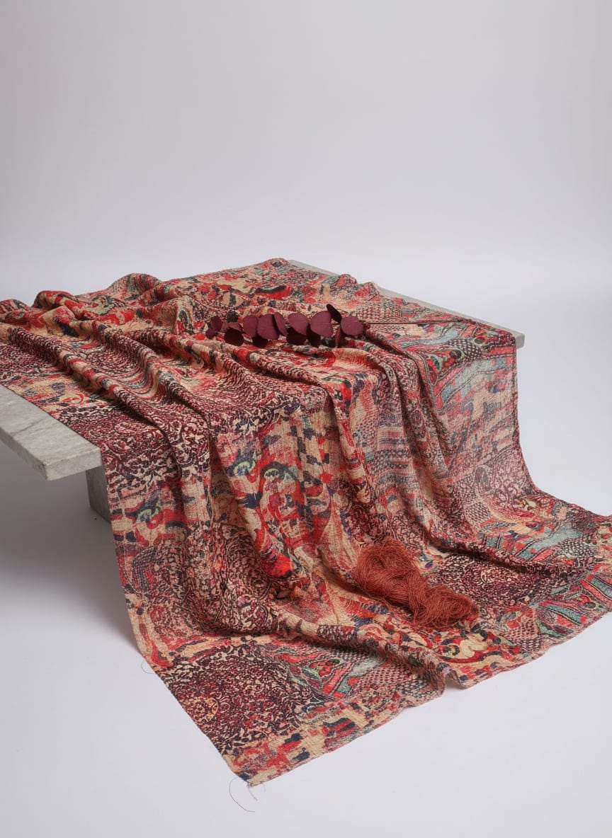 Damask Pattern Digital Printed Fabric
