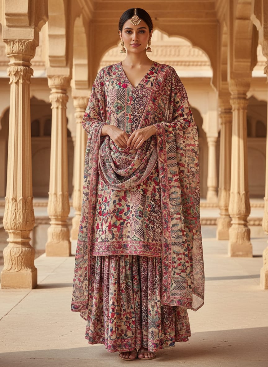 Damask Pattern Digital Printed Fabric
