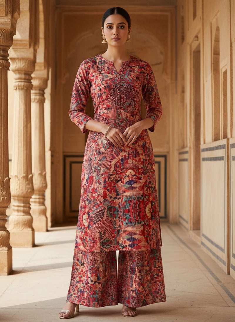 Damask Pattern Digital Printed Fabric