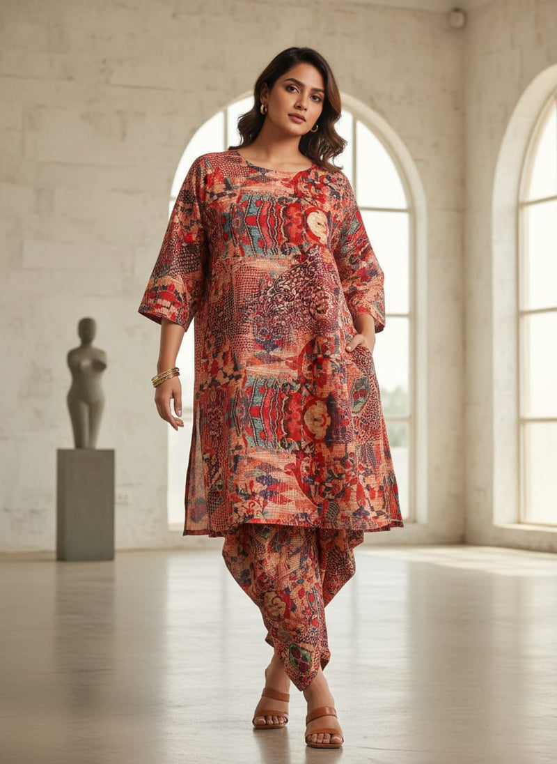 Damask Pattern Digital Printed Fabric