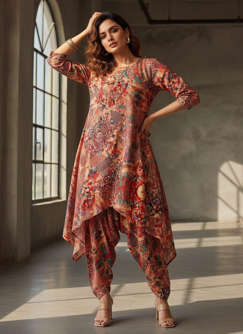 Damask Pattern Digital Printed Fabric