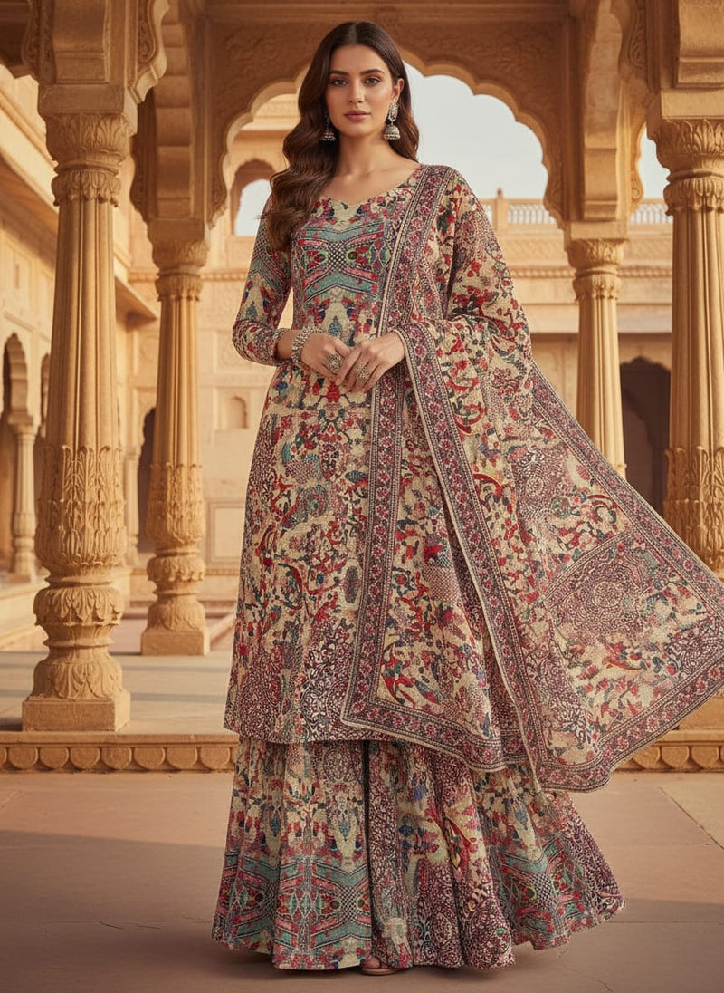 Damask Pattern Digital Printed Fabric