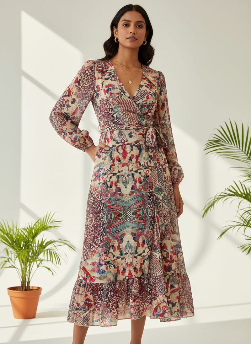 Damask Pattern Digital Printed Fabric