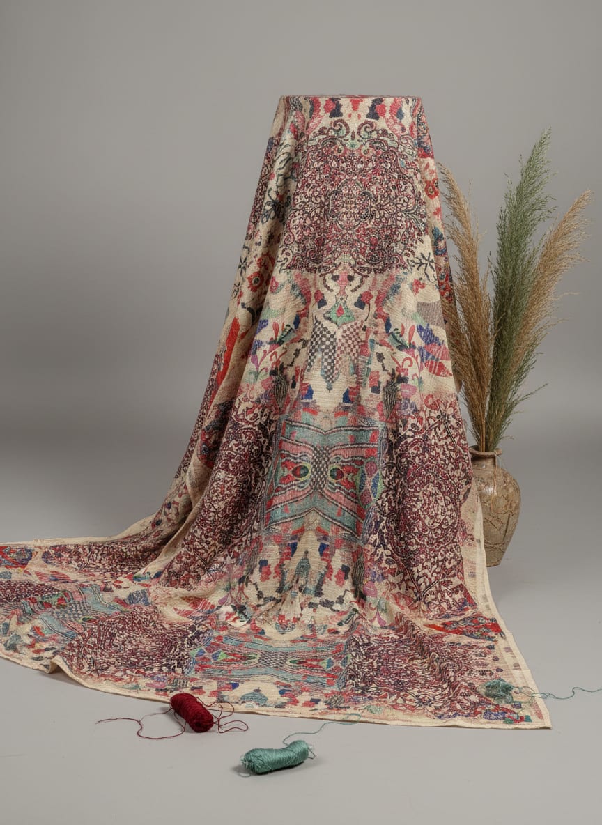 Damask Pattern Digital Printed Fabric