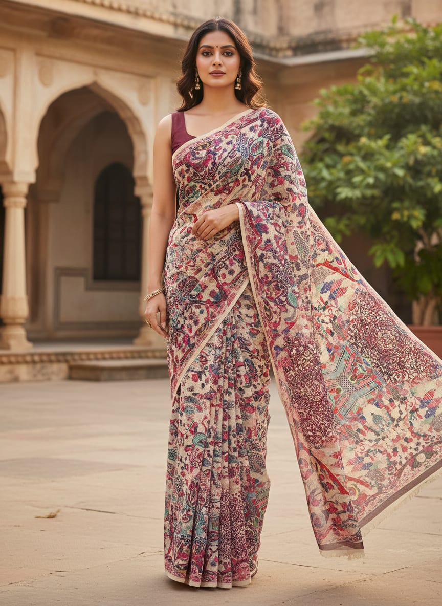 Damask Pattern Digital Printed Fabric