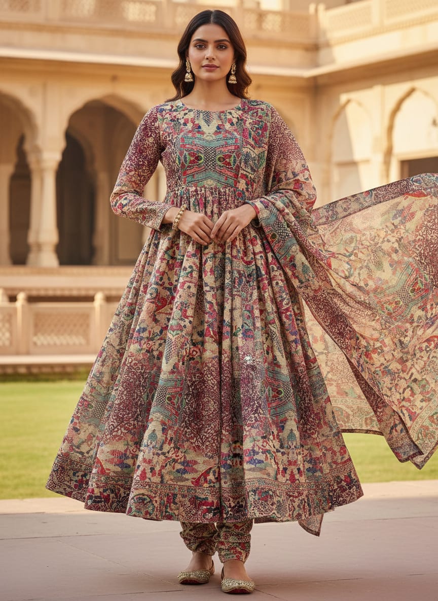 Damask Pattern Digital Printed Fabric