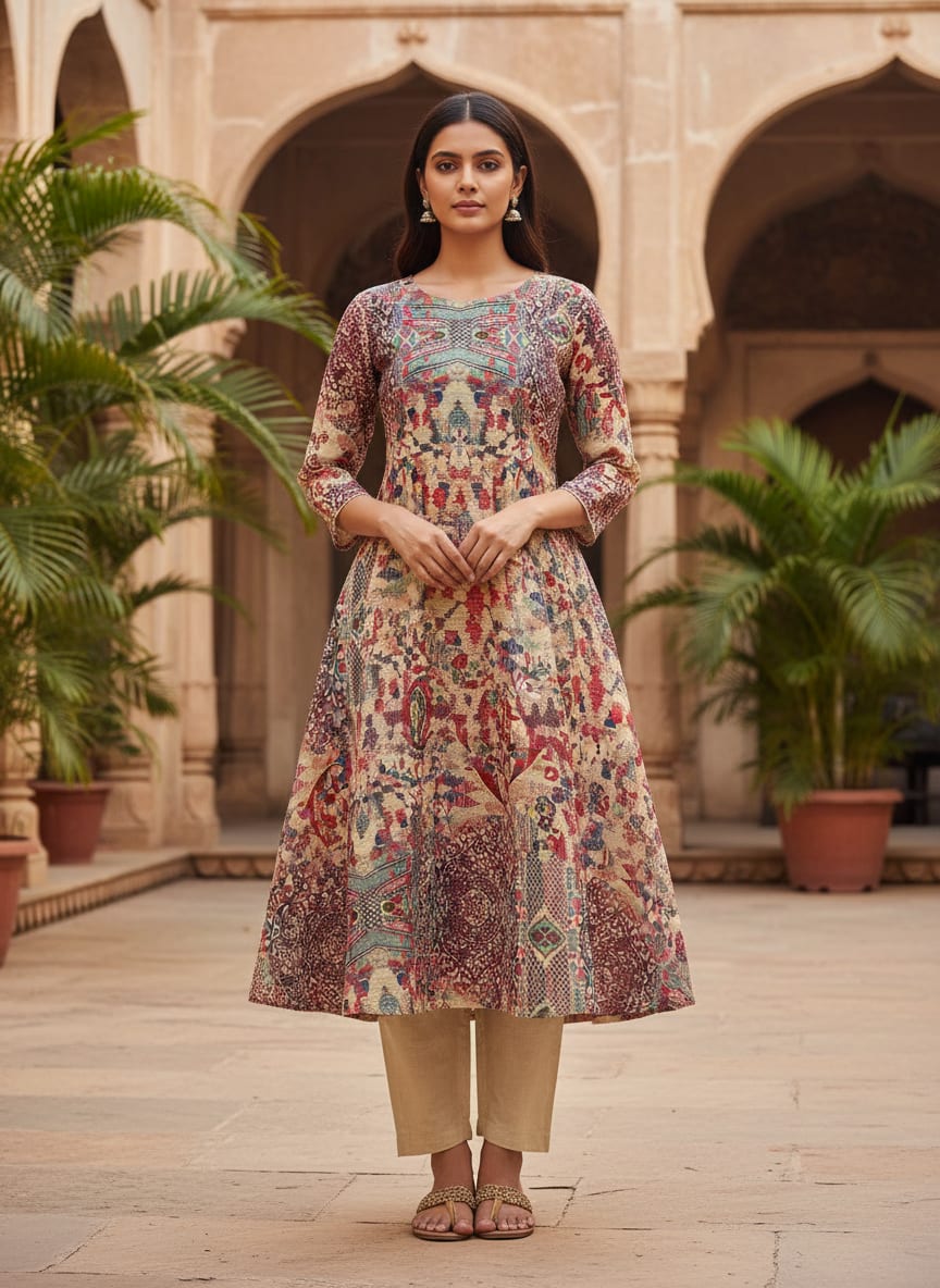 Damask Pattern Digital Printed Fabric