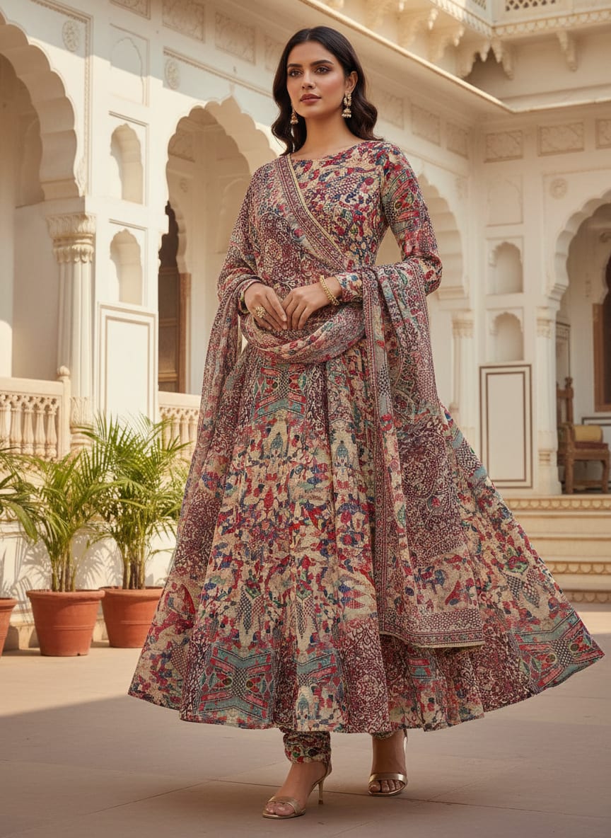 Damask Pattern Digital Printed Fabric