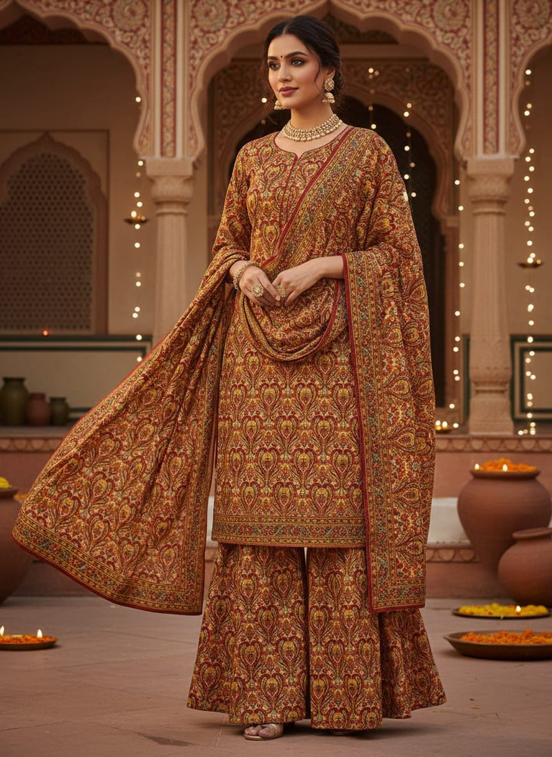 Damask Pattern Digital Printed Fabrics