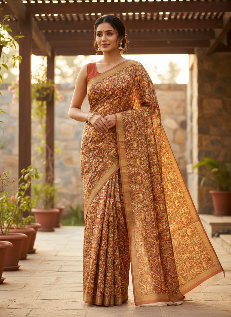 Multicolor Intricate Ethnic Paisley Upada Silk Digital Printed Fabric