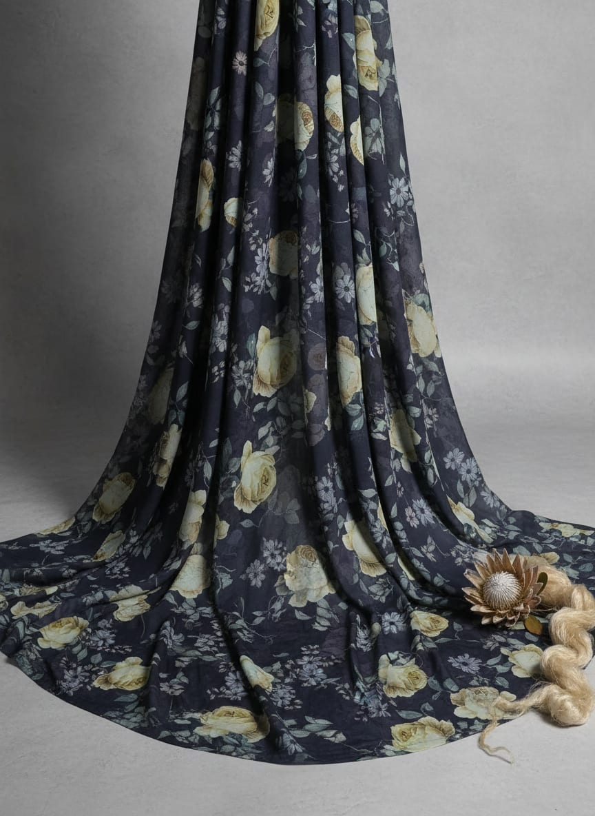 A Floral Print Dipped in Midnight