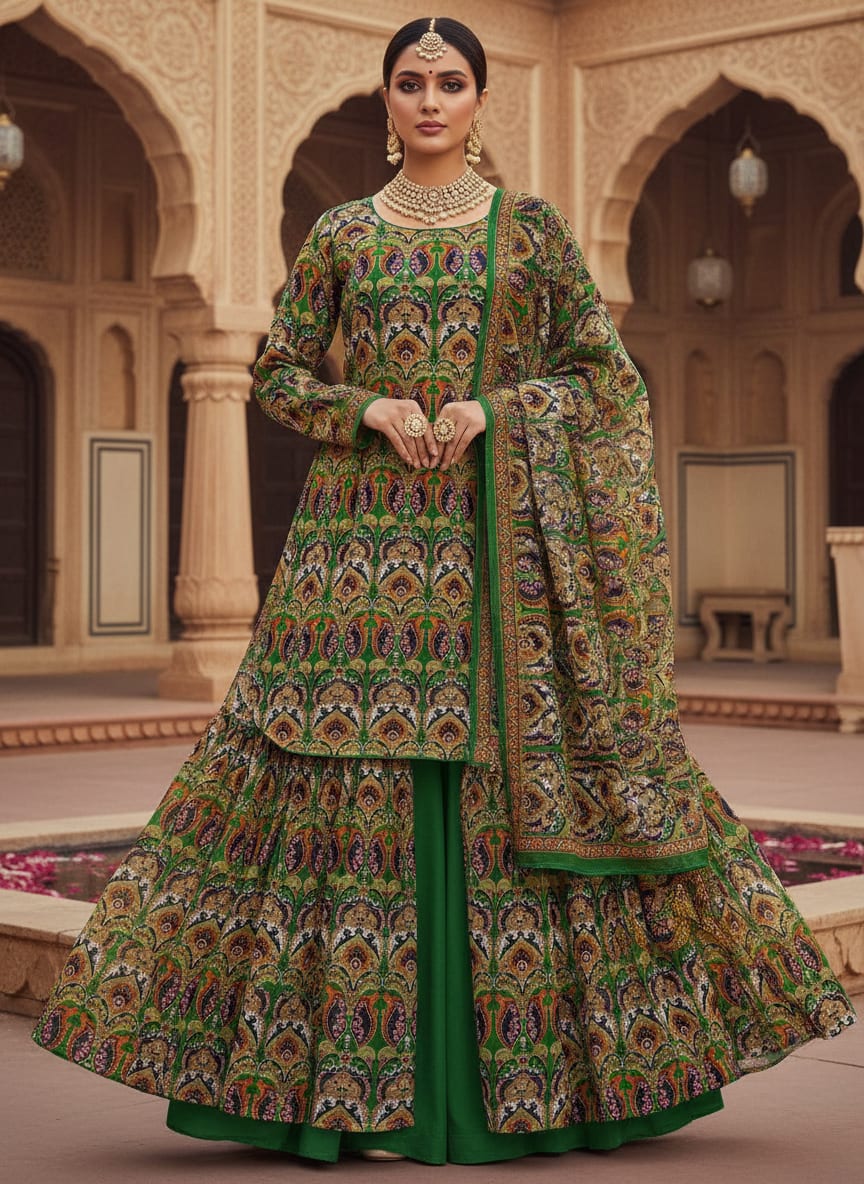 Multicolor Bohemian Ethnic Paisley Pure Chiffon Digital Printed Fabric
