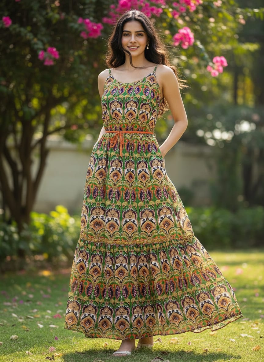 Multicolor Bohemian Ethnic Paisley Pure Chiffon Digital Printed Fabric
