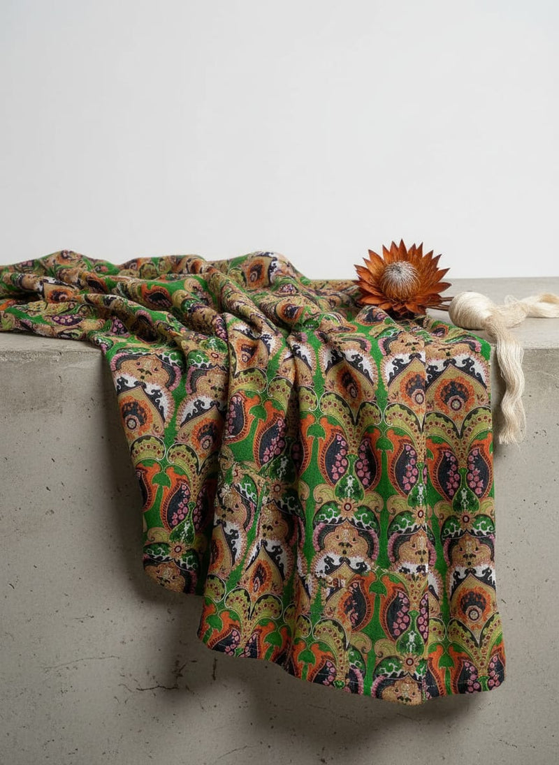 Multicolor Ornate Ethnic Paisley Pure Georgette Digital Printed Fabric
