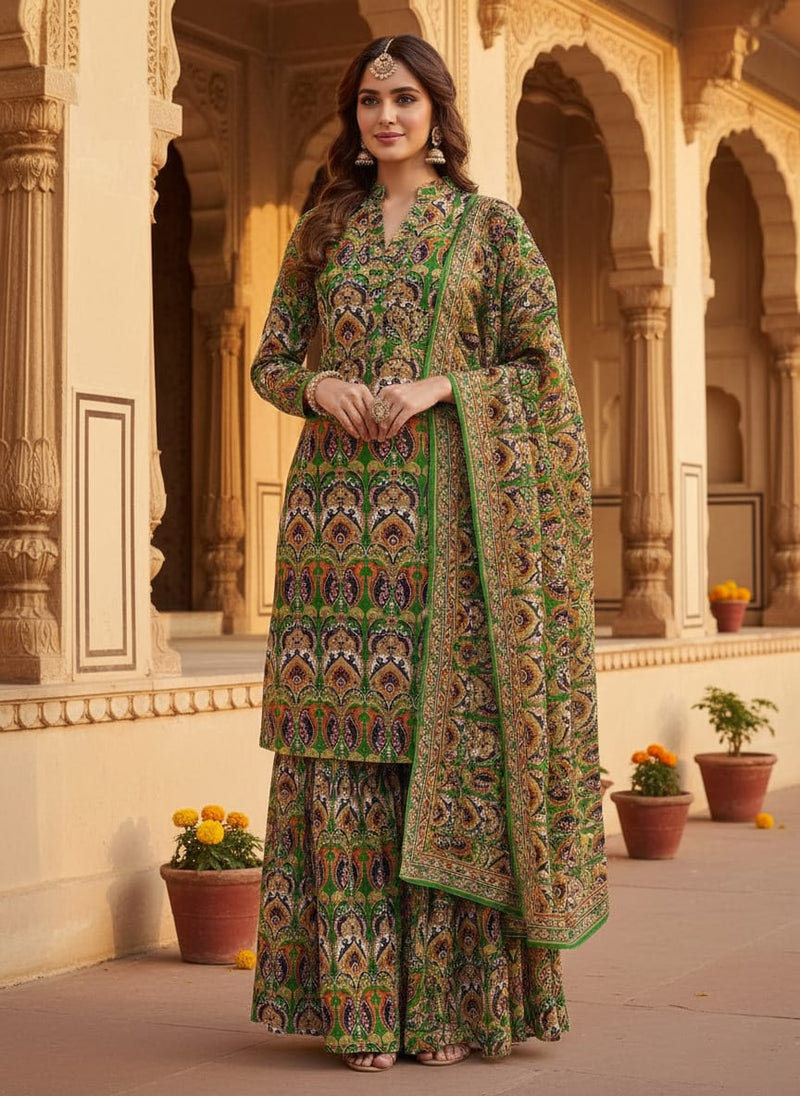 Multicolor Ornate Ethnic Paisley Pure Georgette Digital Printed Fabric