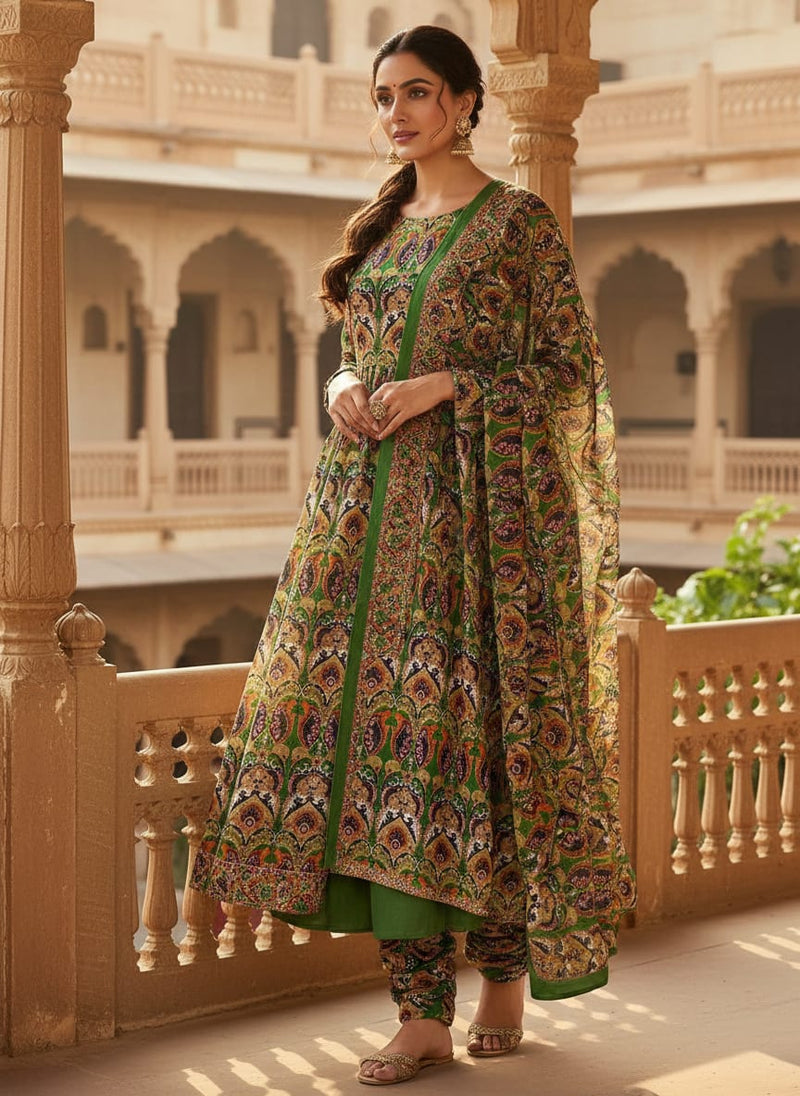 Multicolor Ornate Ethnic Paisley Pure Georgette Digital Printed Fabric
