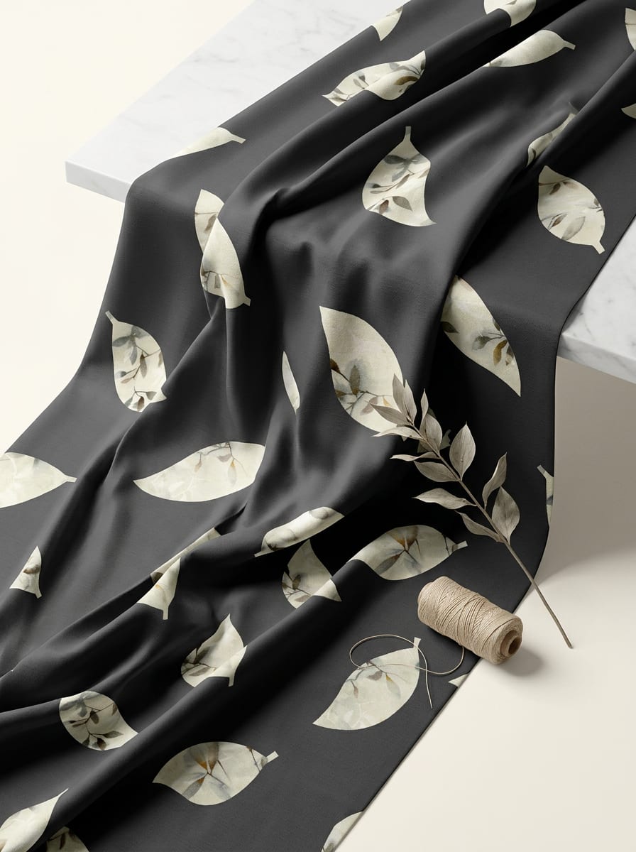 A Quiet Study of Leaves on Cloth