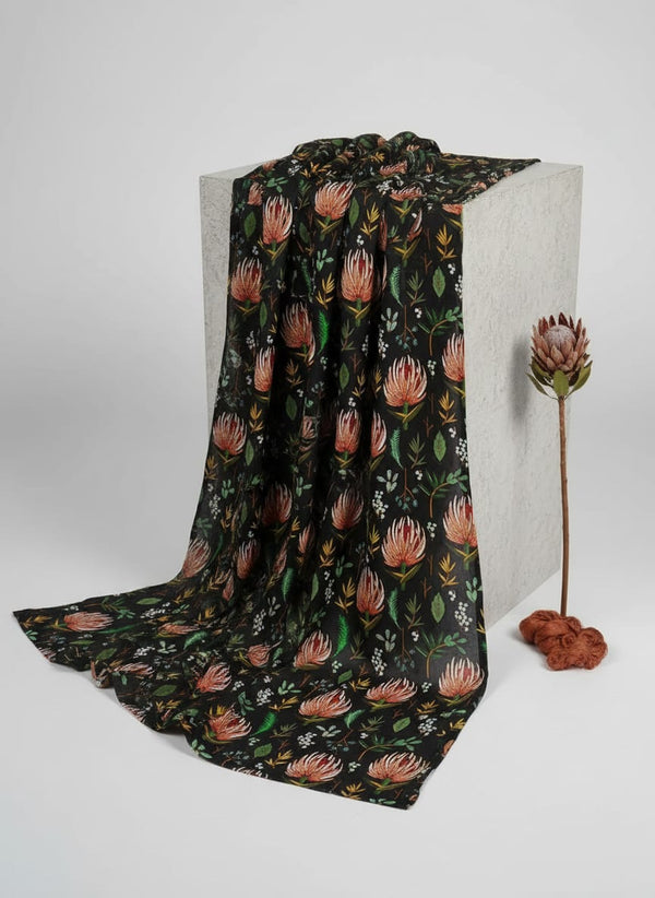 Multicolor Exotic Botanical Floral Pure Chinon Digital Printed Fabric - Fabric Editorial Studio Flatlay Lookbook - PC-0-TA01071-106