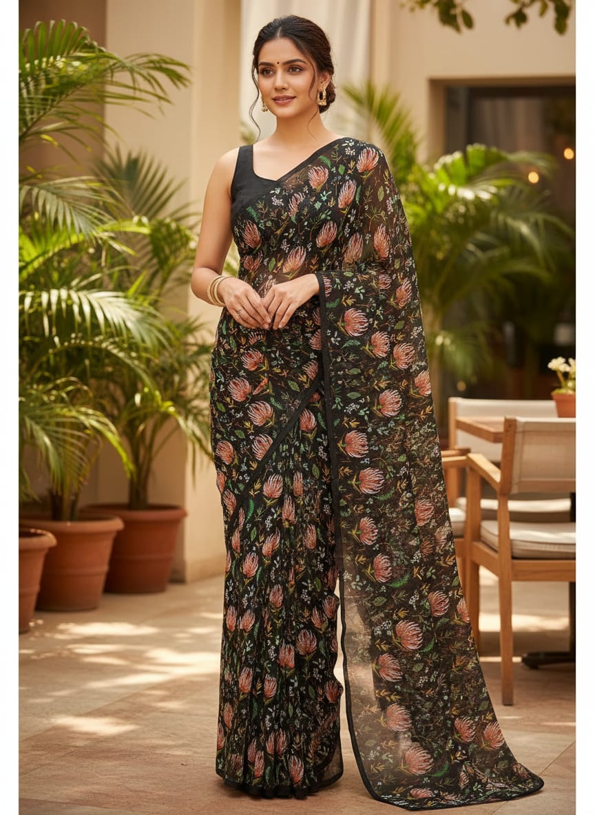 Lovely Lotus Digital Printed Fabric