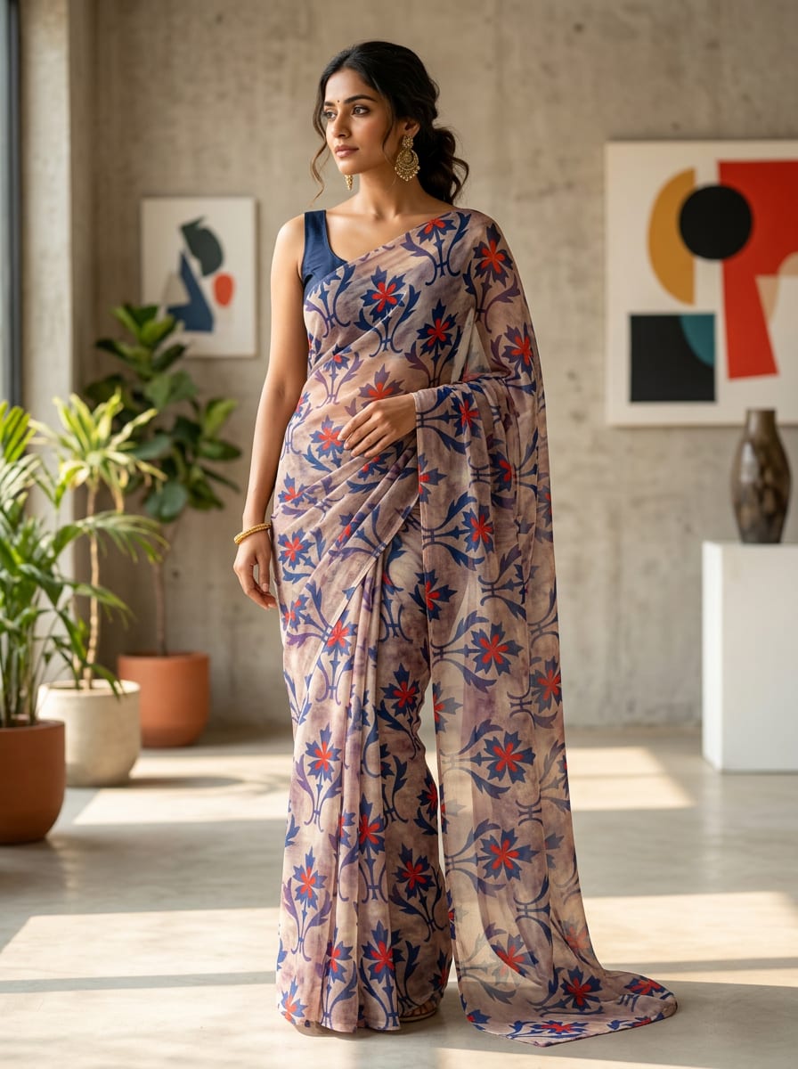 A Classic Pattern, Reimagined on Chiffon.