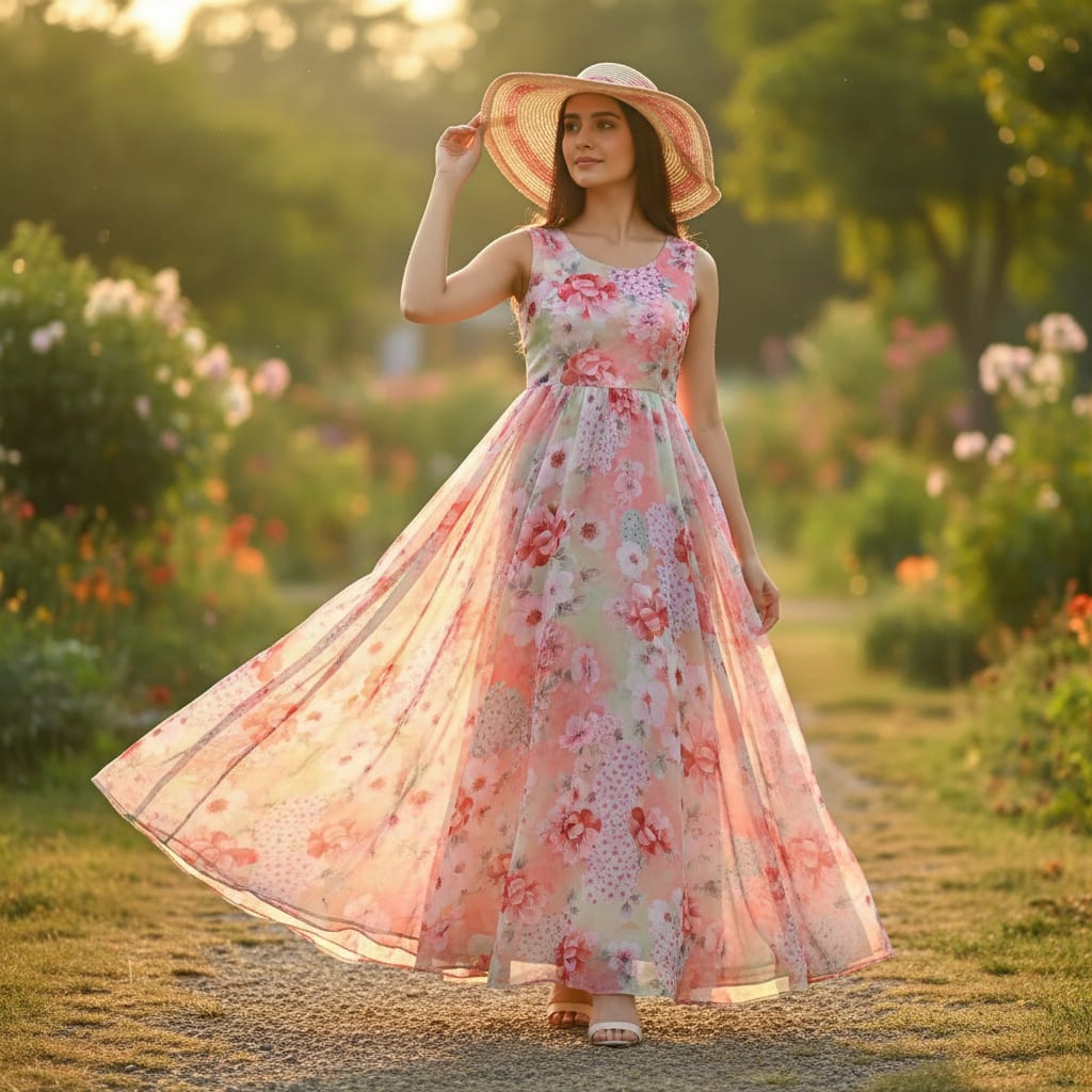Multicolor Pastel Watercolor Floral Pure Chiffon Digital Printed Fabric