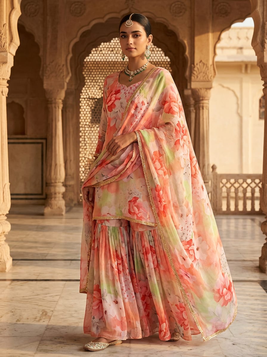 Multicolor Pastel Watercolor Floral Pure Chiffon Digital Printed Fabric