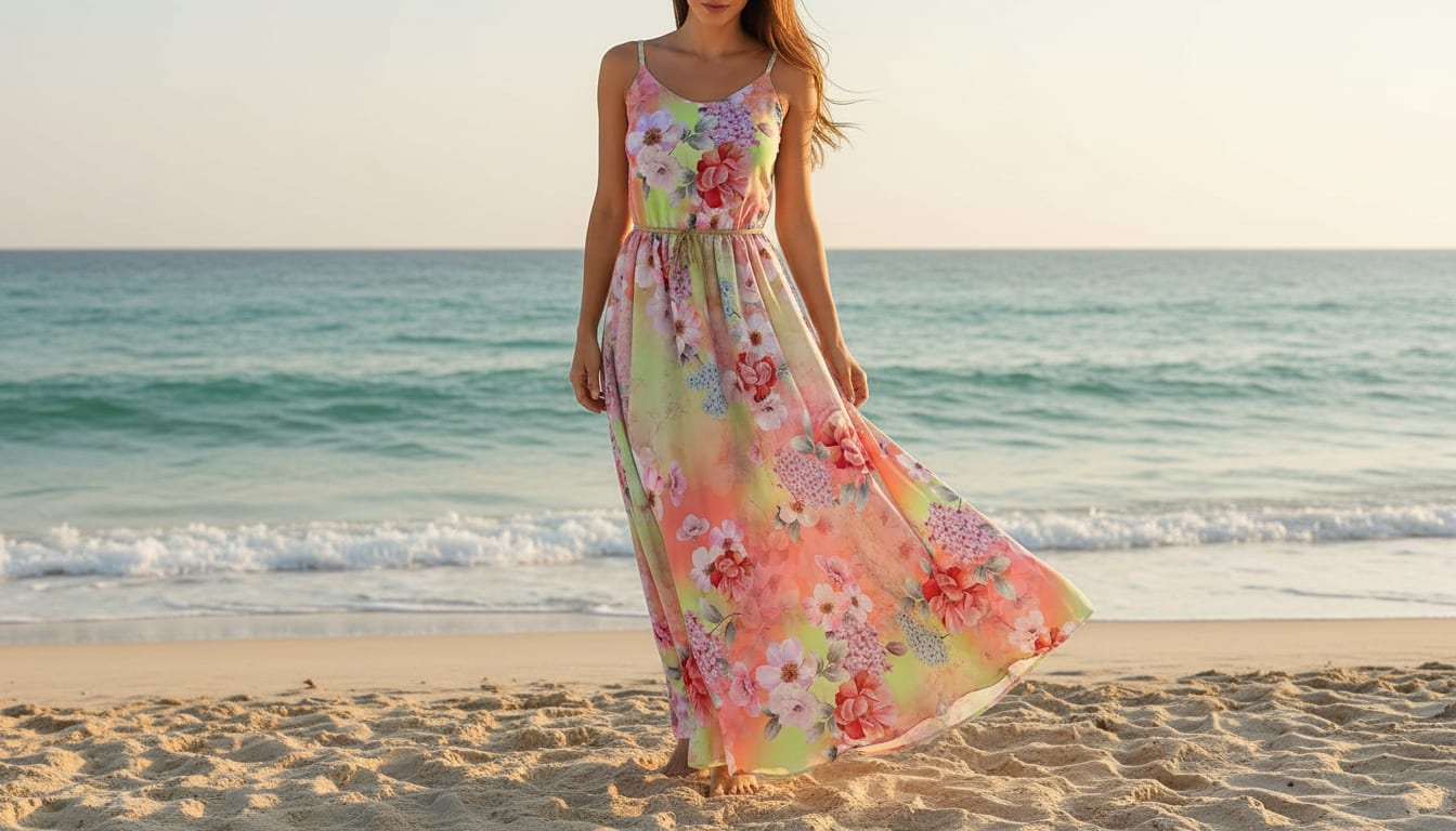 Multicolor Soft Botanical Floral Garden Weightless Digital Printed Fabric