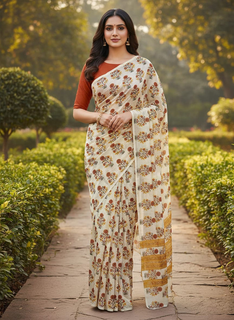Multicolor Floral & Leaves Semless Printed Fabric