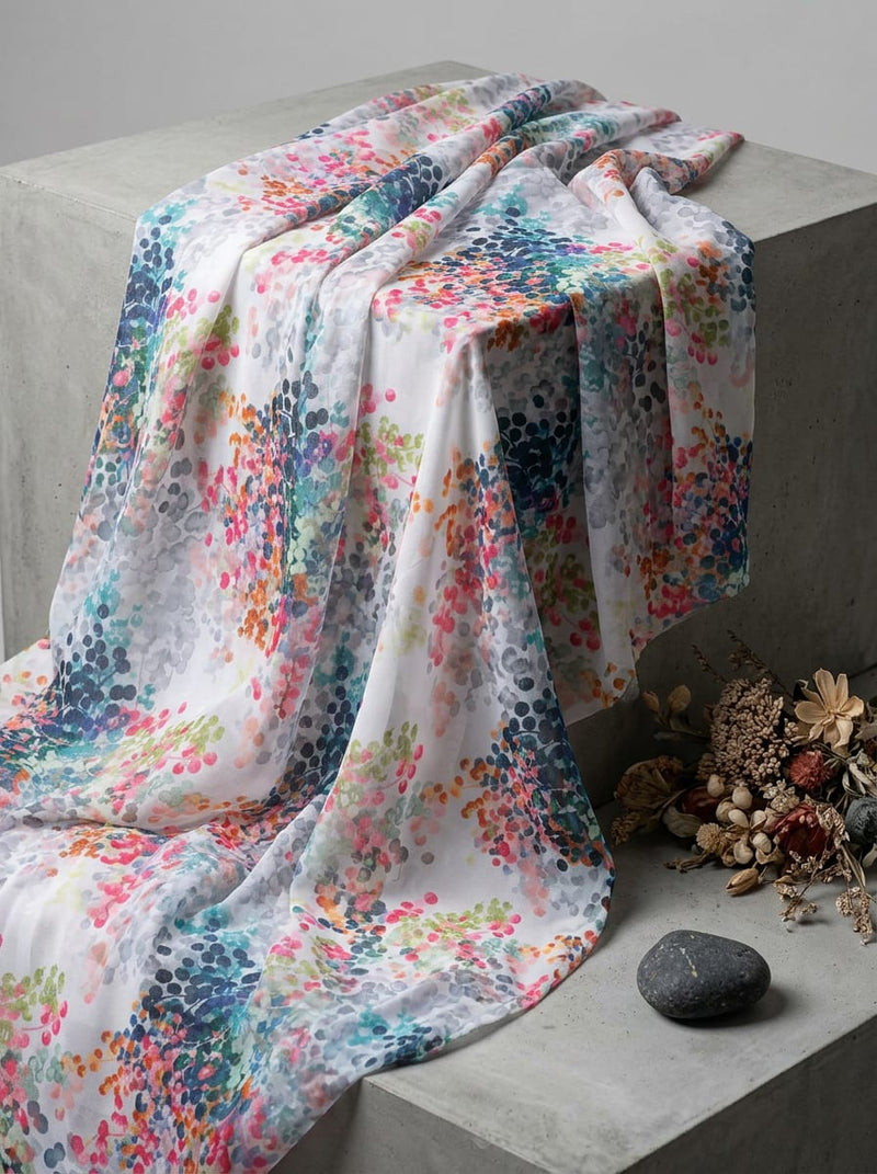 Multicolor Colorful Dotted Berry Clusters Weightless Digital Printed Fabric