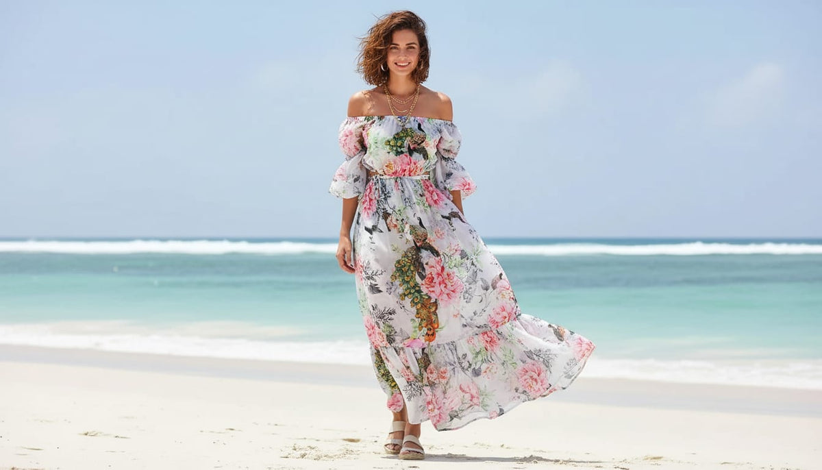 Peacock & Floral Digital Printed Fabric