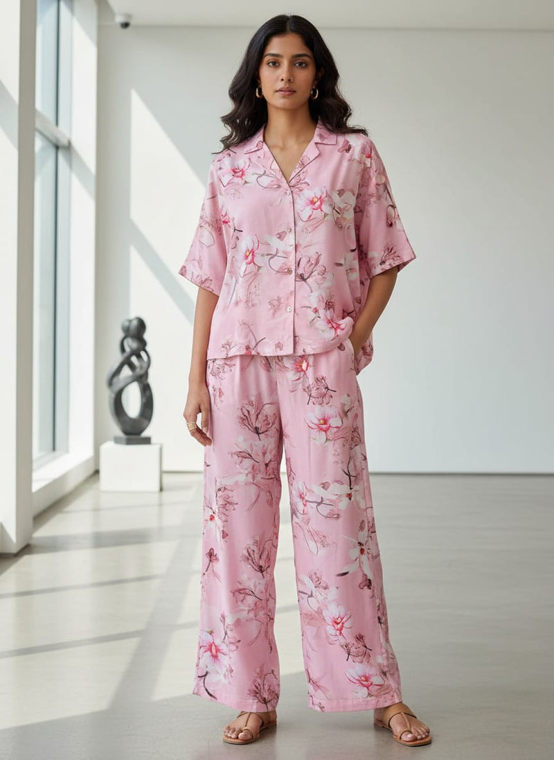 Pink Watercolor Orchid Floral Pure Cotton Digital Printed Fabric