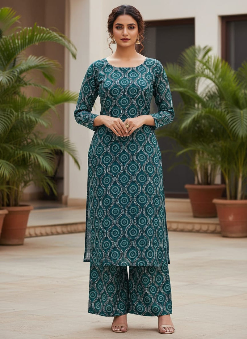 Navy Ethnic Geometric Medallion Pattern Muslin Digital Printed Fabric