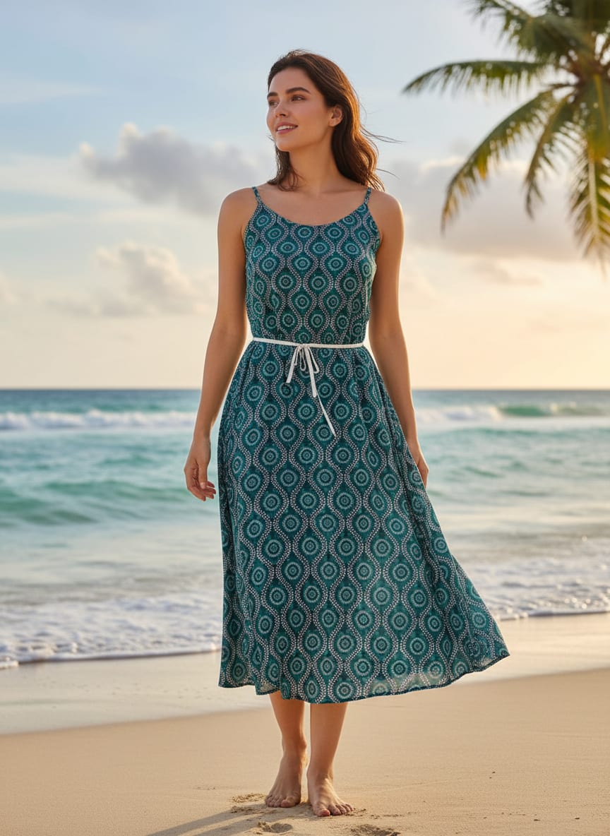 Navy Ethnic Medallion and Vine Pattern Pure Georgette Digital Printed Fabric