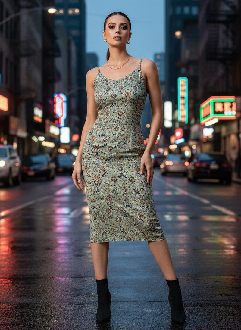 Multicolor Ethnic Damask Floral Silk Crepe Digital Printed Fabric
