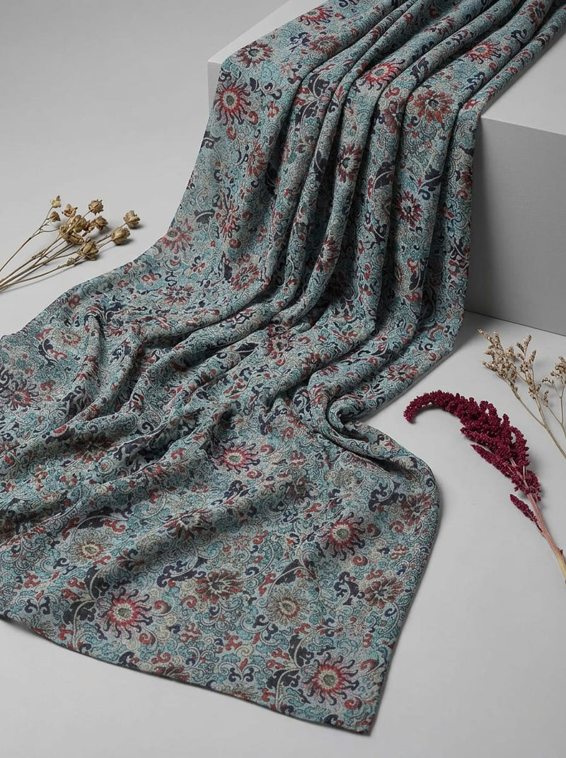 Multicolor Ethnic Paisley Floral Pure Georgette Digital Printed Fabric
